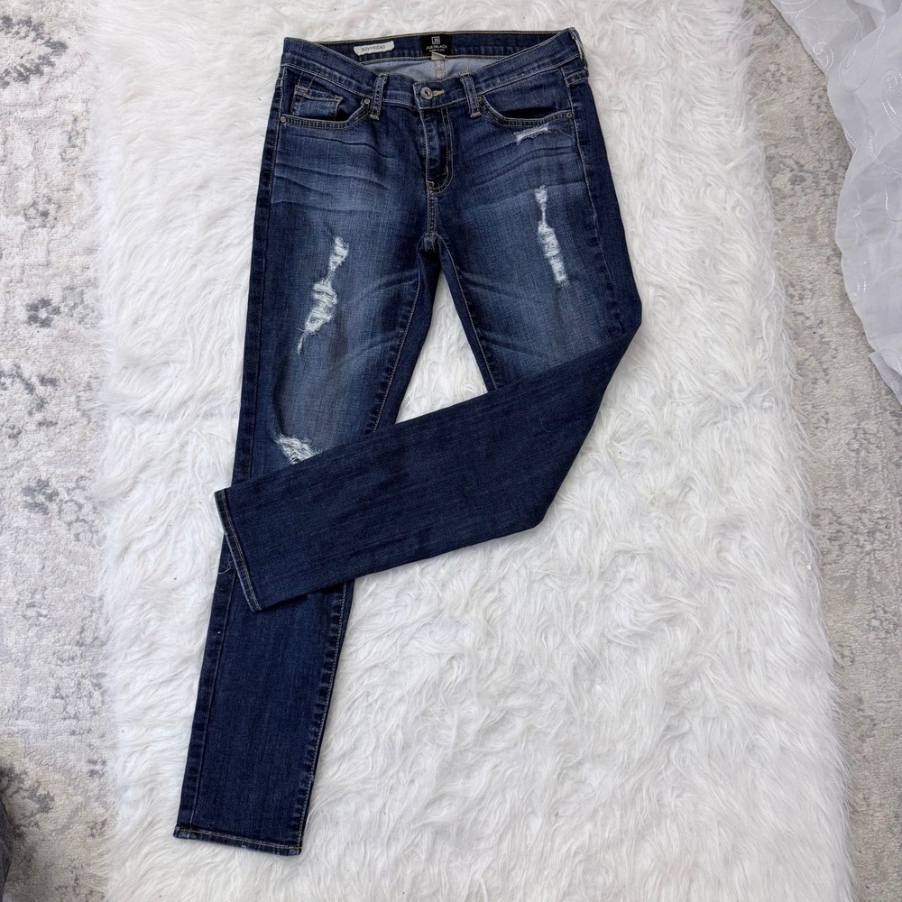 Just Black Denim Distressed Boyfriend Jeans Dark Wash Ripped Made in USA Size 25